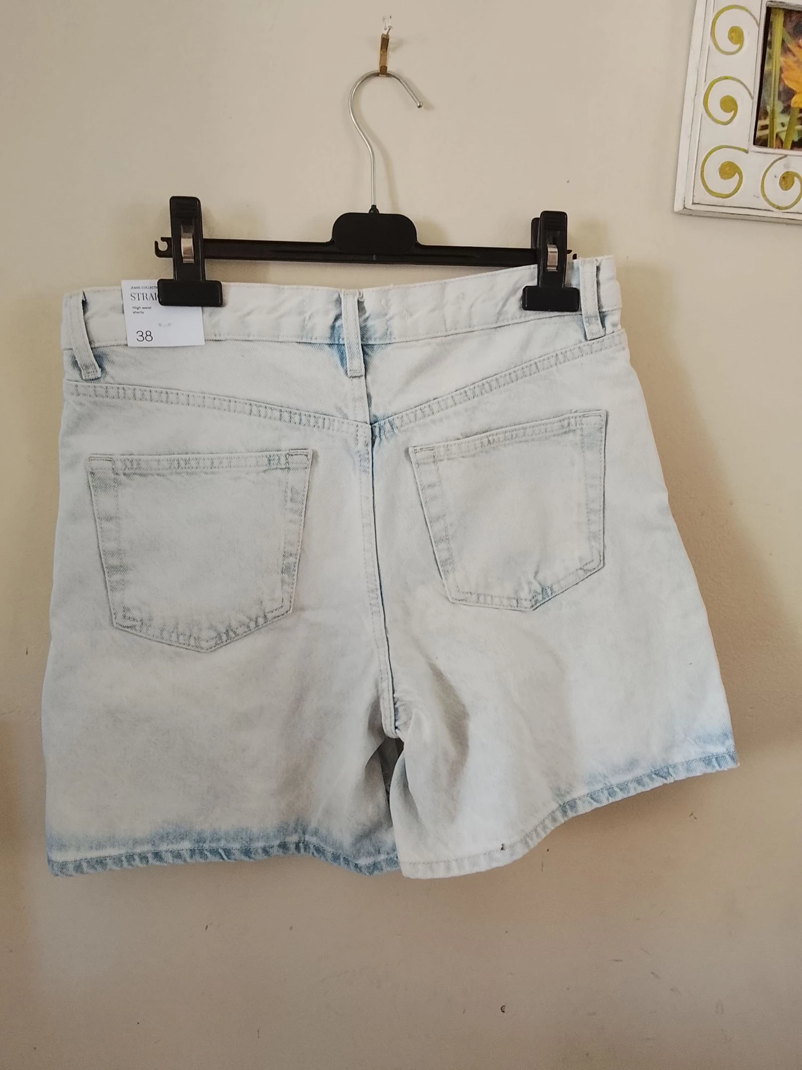 👒 Nieuw met etiket Mango Maat 38 Korte rechte hoge taille lichtblauw verbleekt effect nieuwe prijs 39 e 👒 – photo 4